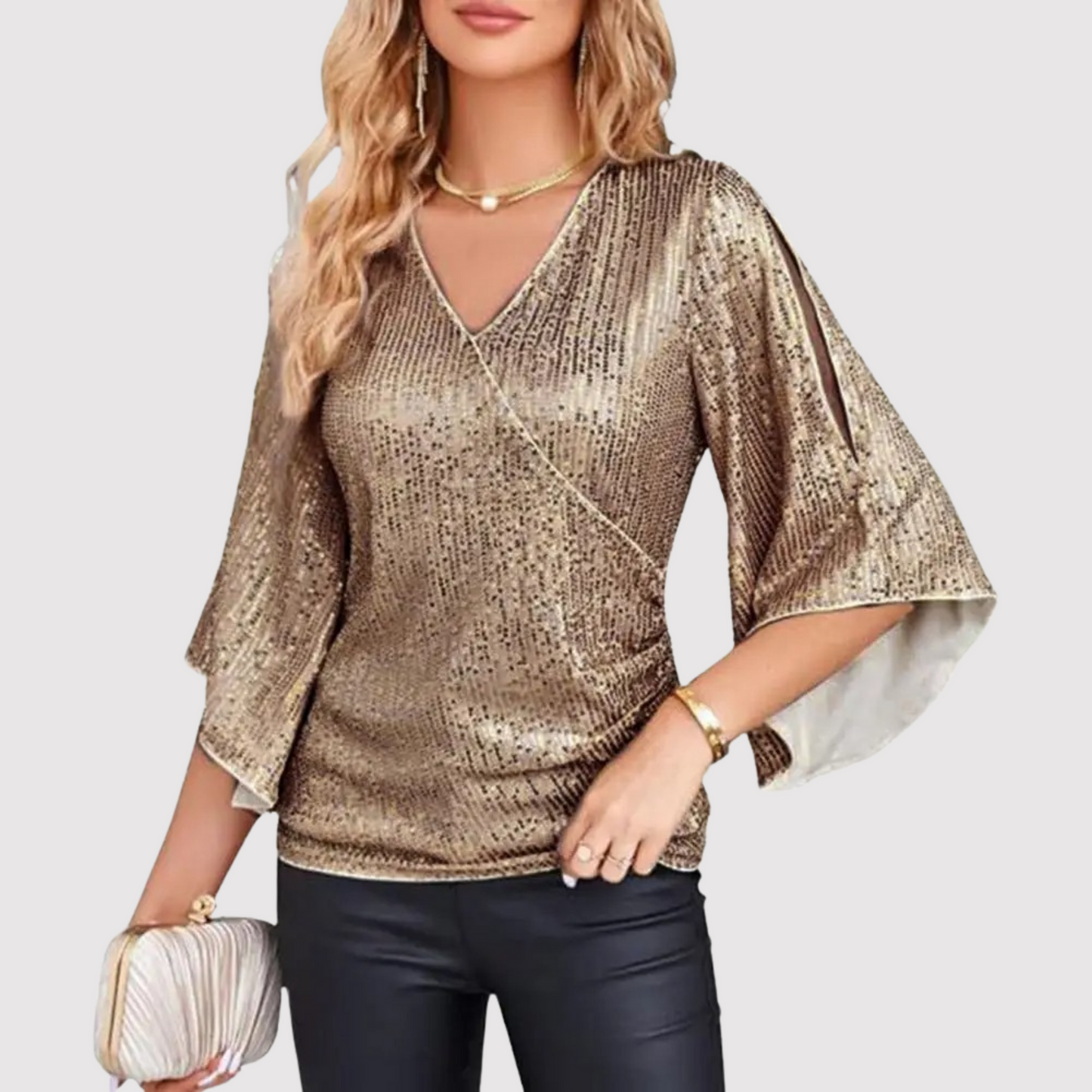 Liliana - Elegante camicetta con paillettes alla moda