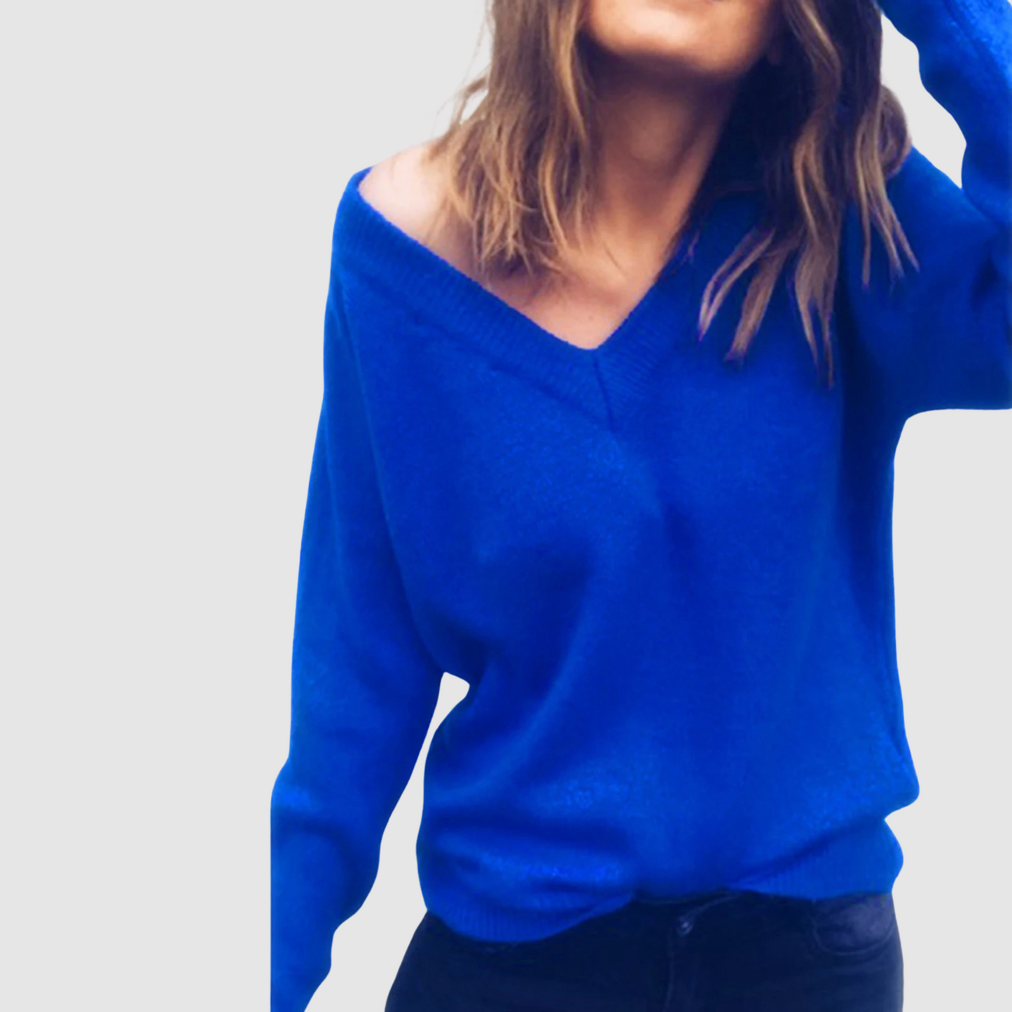 Irene - Maglione in maglia con scollo a V e scollatura ampia