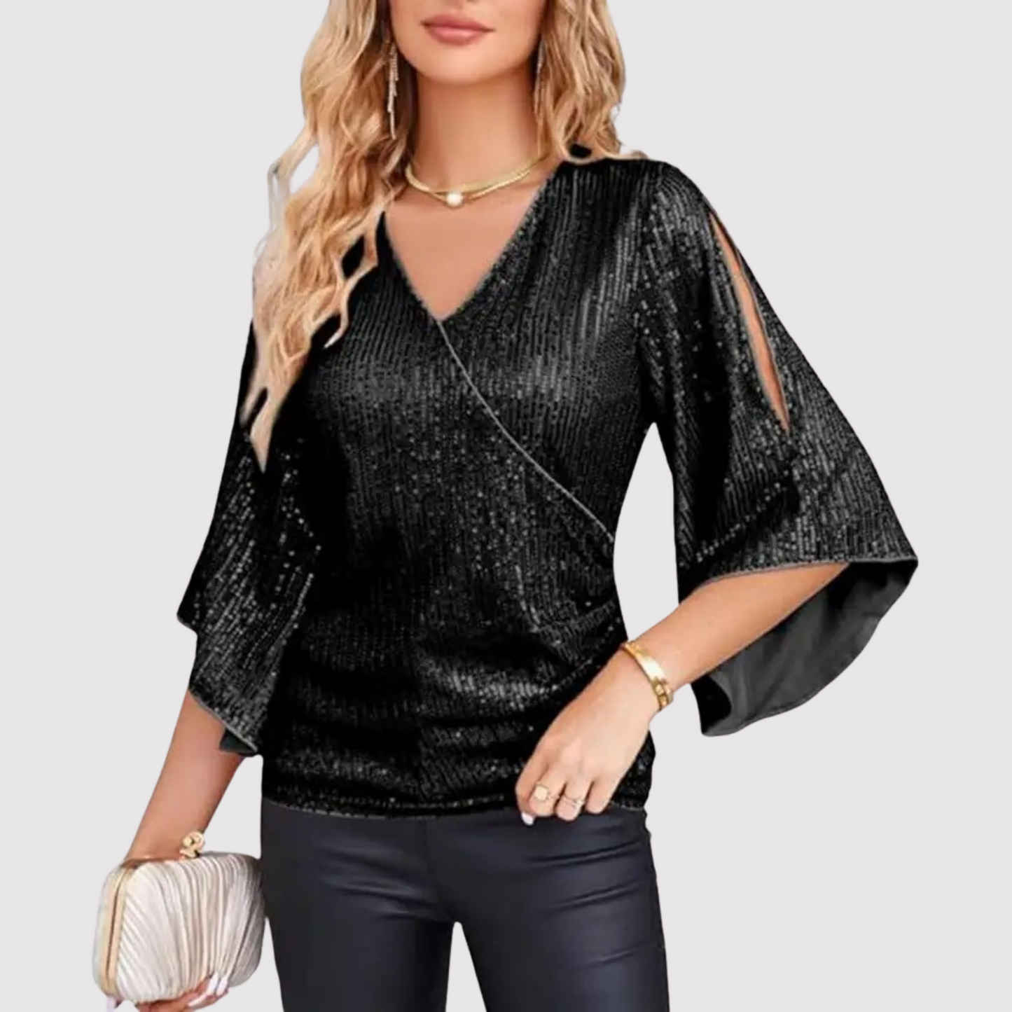 Liliana - Elegante camicetta con paillettes alla moda