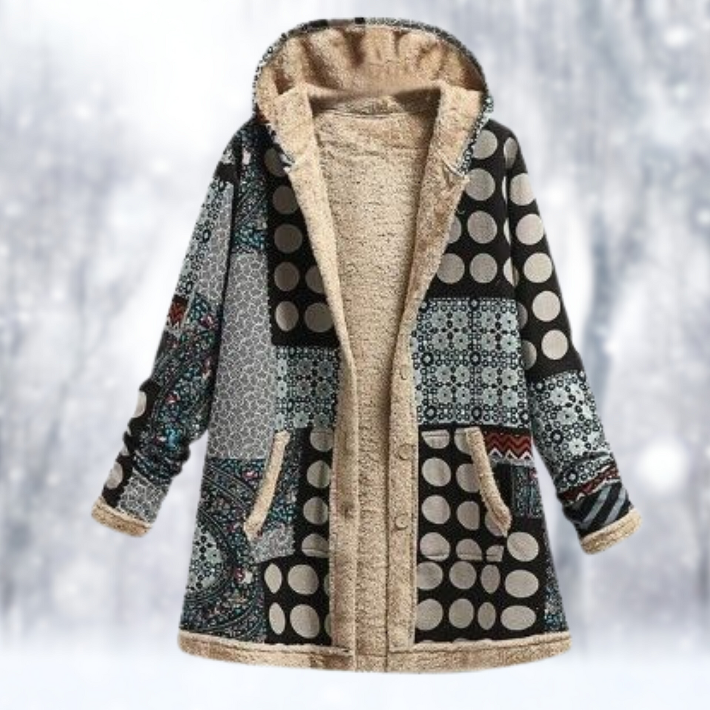 Lydia - Cappotto lungo in pile con cappuccio