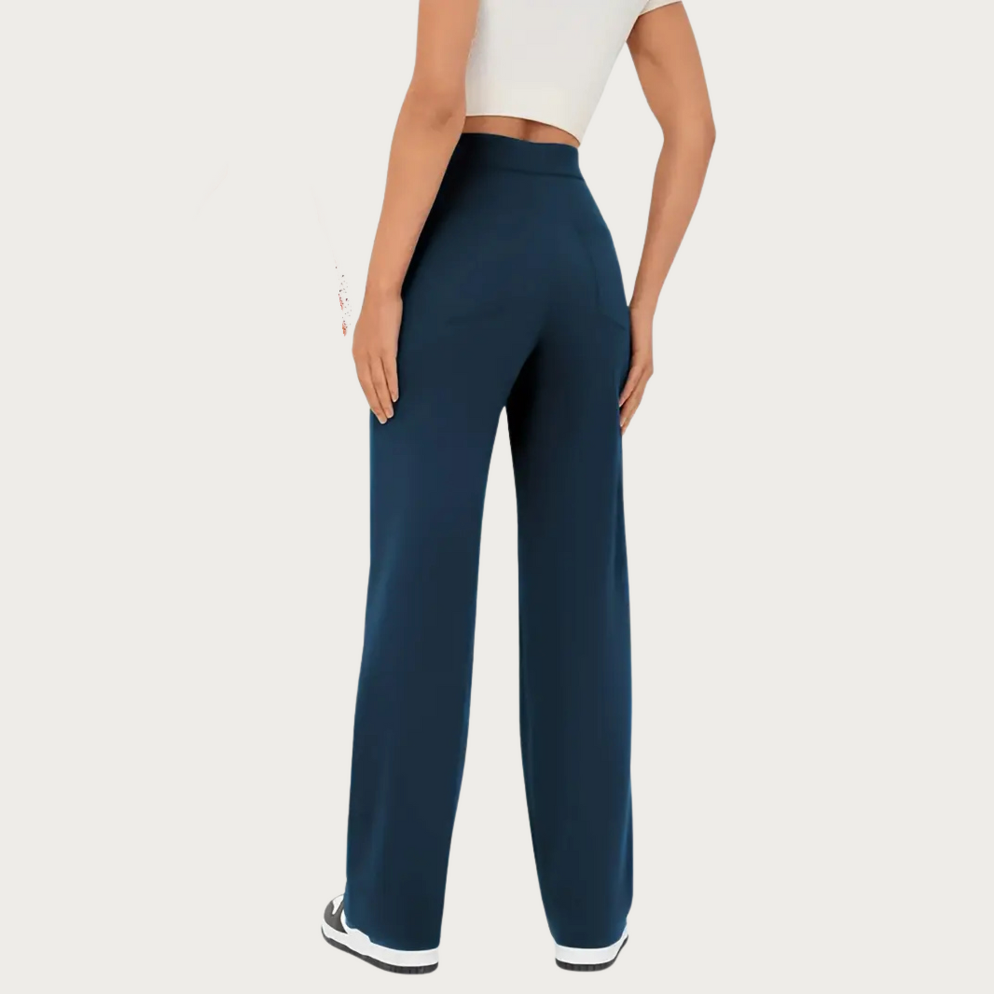 Alma - Pantaloni da donna a vita alta con tasche multiple