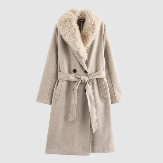 Eleanor - Cappotto invernale a maniche lunghe con cintura doppiopetto