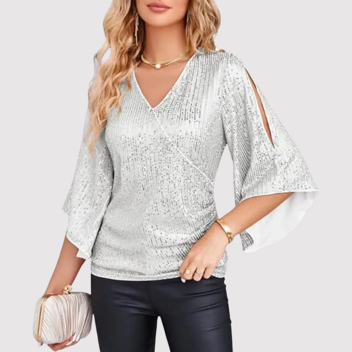 Liliana - Elegante camicetta con paillettes alla moda