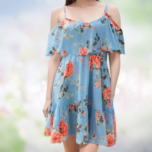 Ophelia - Abito stampato con spalle scoperte