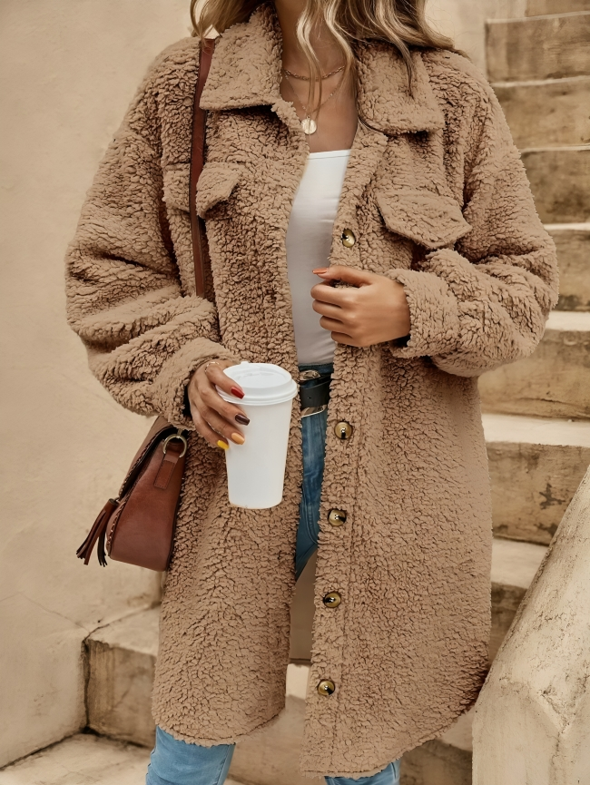 Hannah - Giacca tipo cardigan in pile caldo
