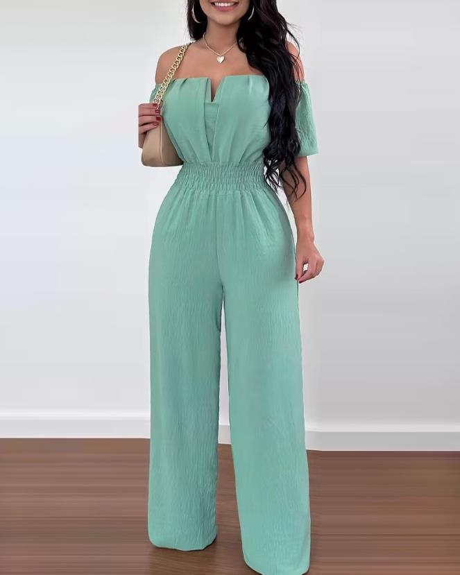 Elle - Elegante tuta a maniche corte con spalle scoperte
