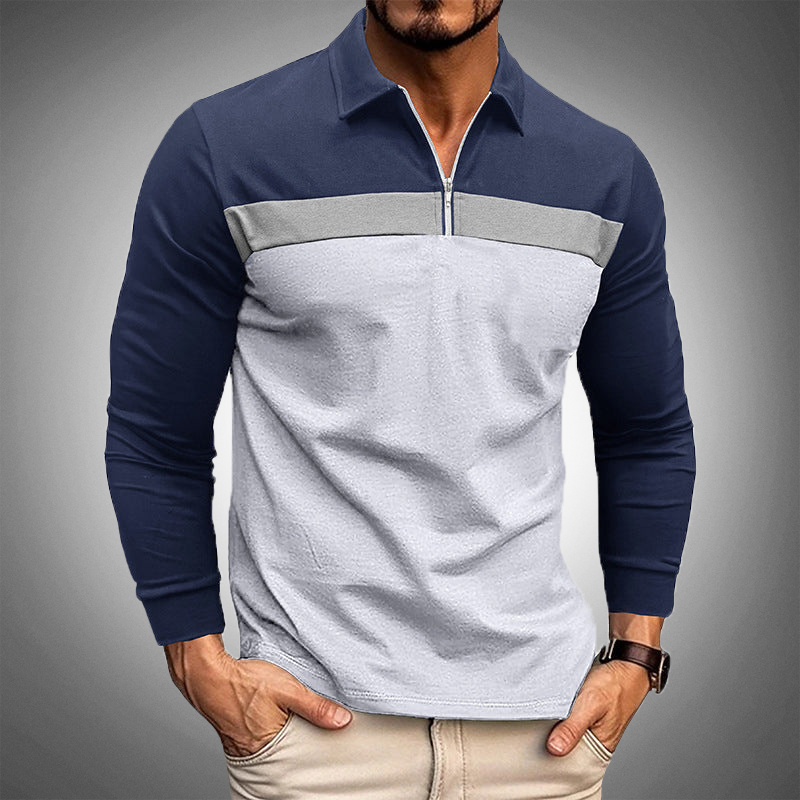 Moises - Polo Informale a Maniche Lunghe con Mezza Zip