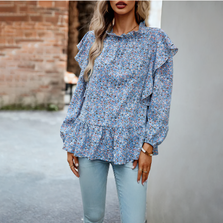 Coralyn - Elegante Blusa Floreale a Maniche Lunghe