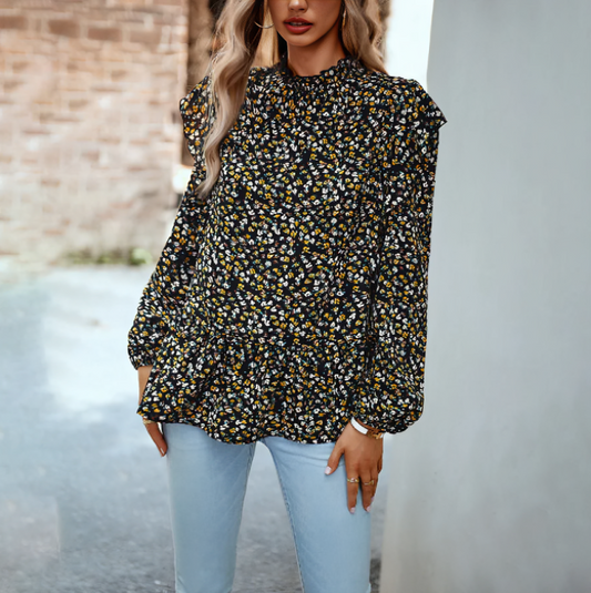 Coralyn - Elegante Blusa Floreale a Maniche Lunghe