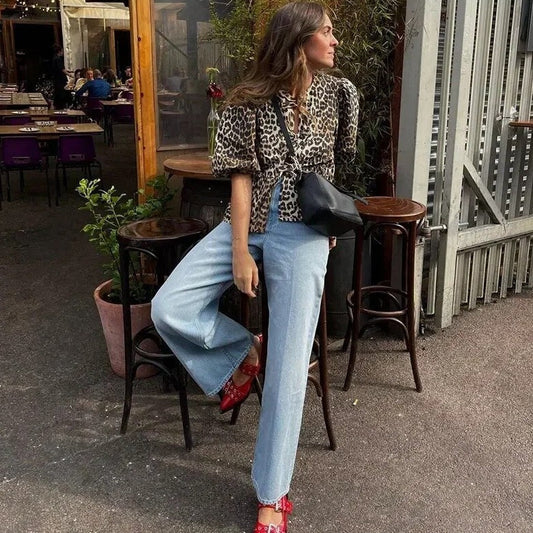 Josephine - Top con fiocco leopardato