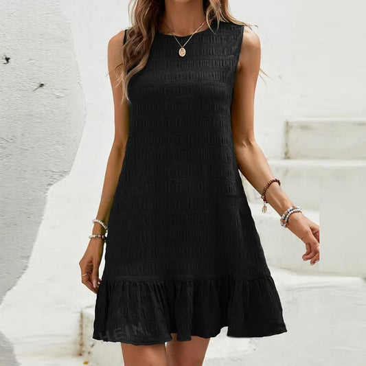 Milena - Elegante minidress senza maniche con volant sull’orlo