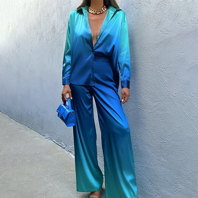Dorothea - Set di pantaloni e camicia larghi sfumati