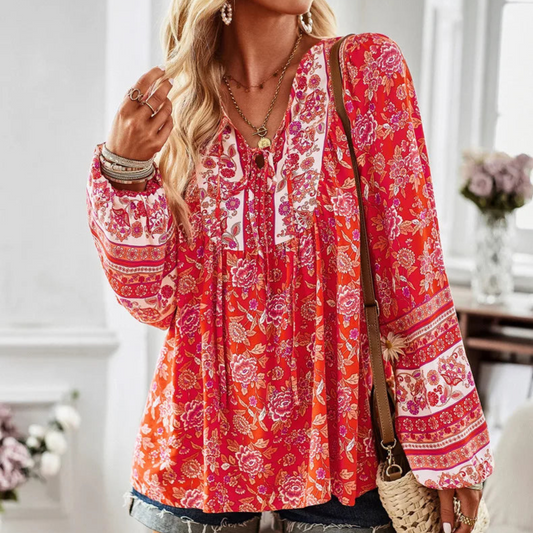 Rosabelle - Elegante blusa ampia con stampa floreale