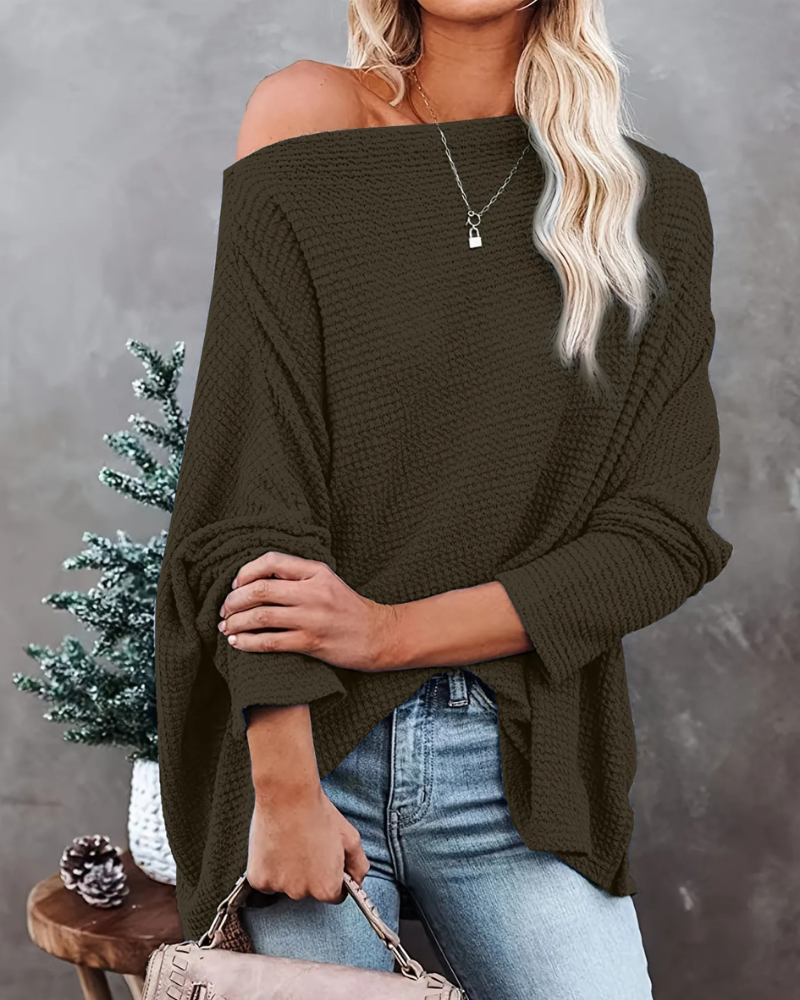 Madalyn - Maglione oversize in maglia con spalle scoperte