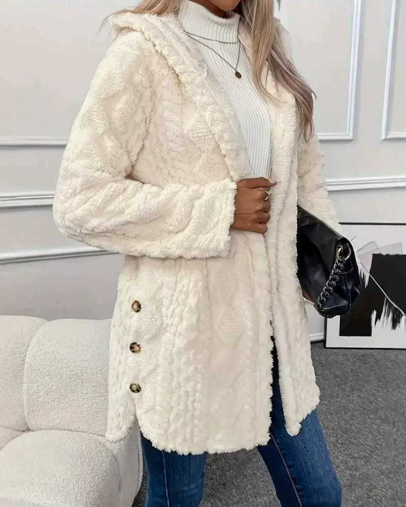 Jackie - Elegante giacca morbida e calda con cappuccio