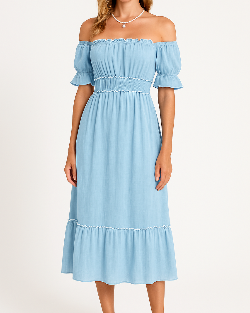 Nina - Elegante abito midi con spalle scoperte