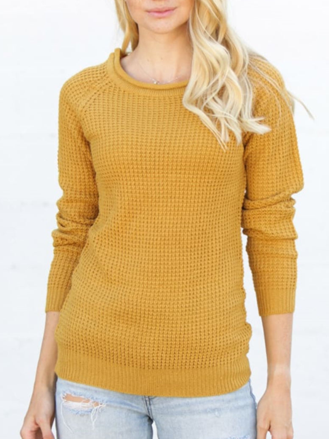 Feliza - Maglione caldo casual in maglia waffle