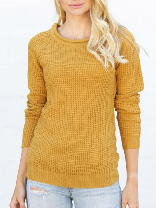 Feliza - Maglione caldo casual in maglia waffle