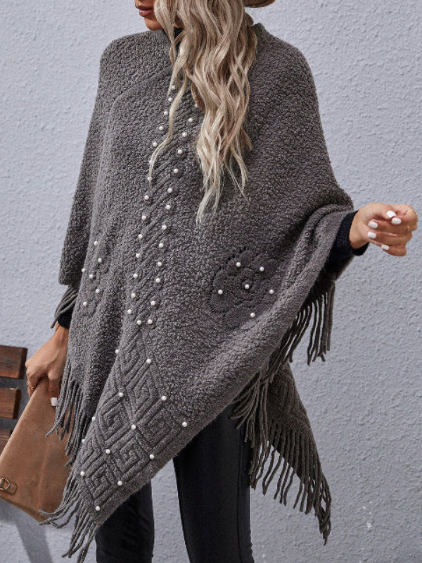 Quincy - Elegante maglione poncho ampio con maniche pipistrello