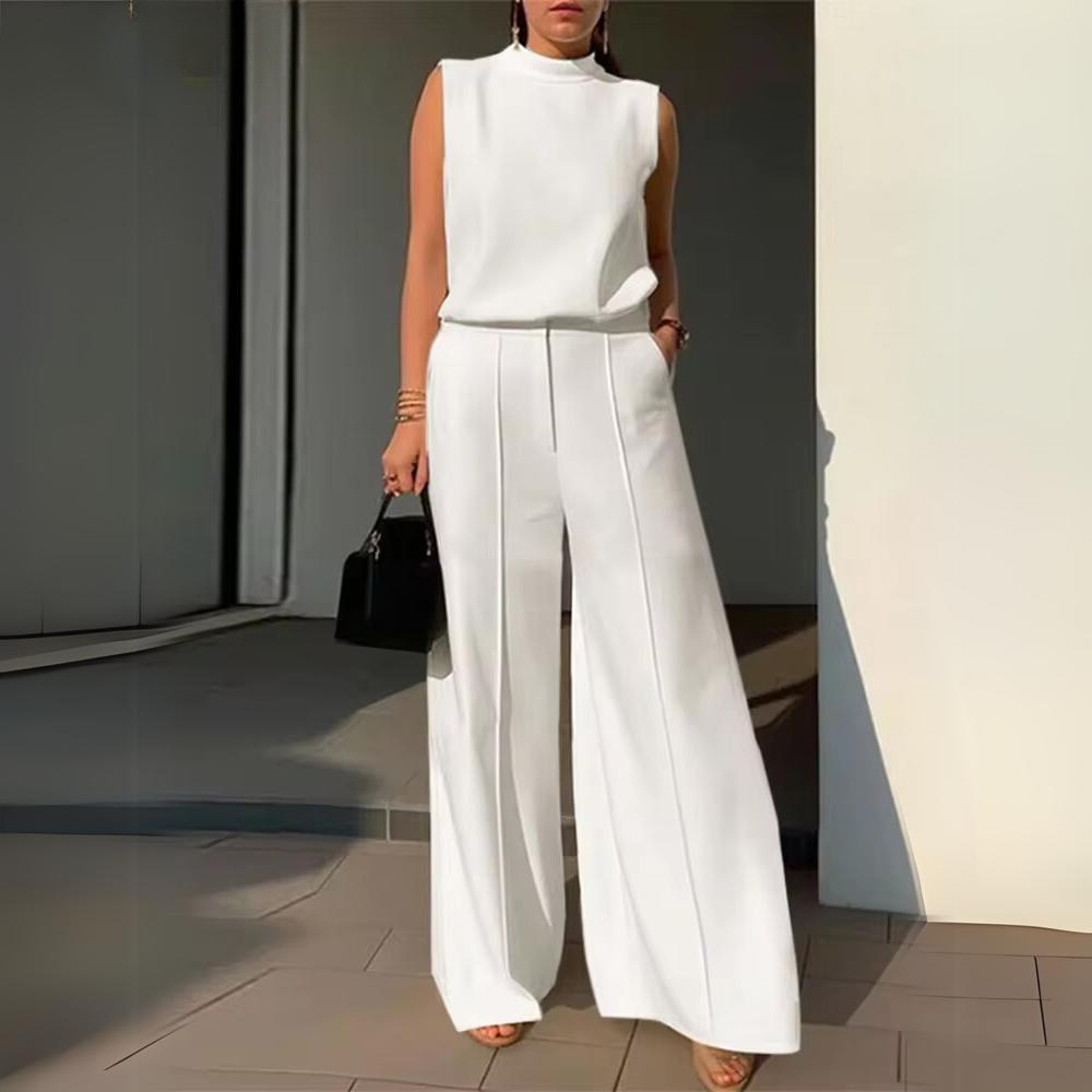 Lizzelle - Elegante completo con top senza maniche e pantaloni a gamba larga