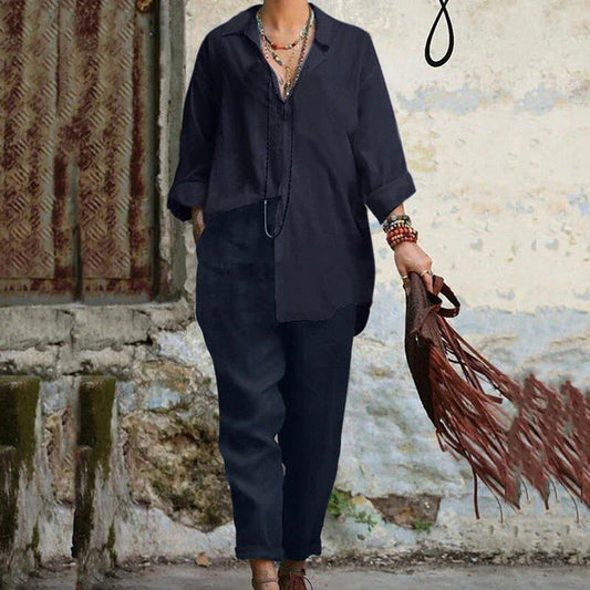 Suzy - Completo casual vintage con polo e pantaloni