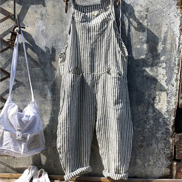 HARPER - Tuta a righe in look vintage