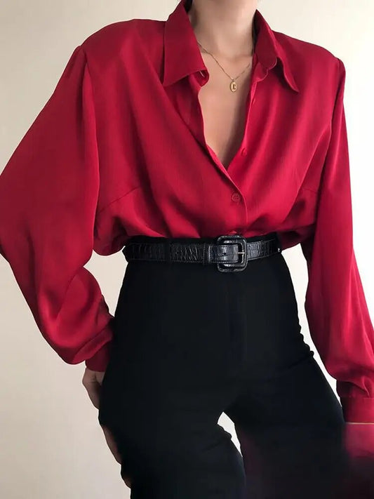 Vianna - Elegante camicetta polo con bottoni e maniche lunghe