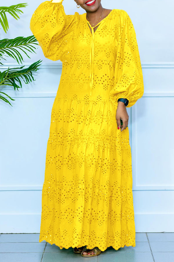 Christie - Abito maxi casual a maniche lunghe