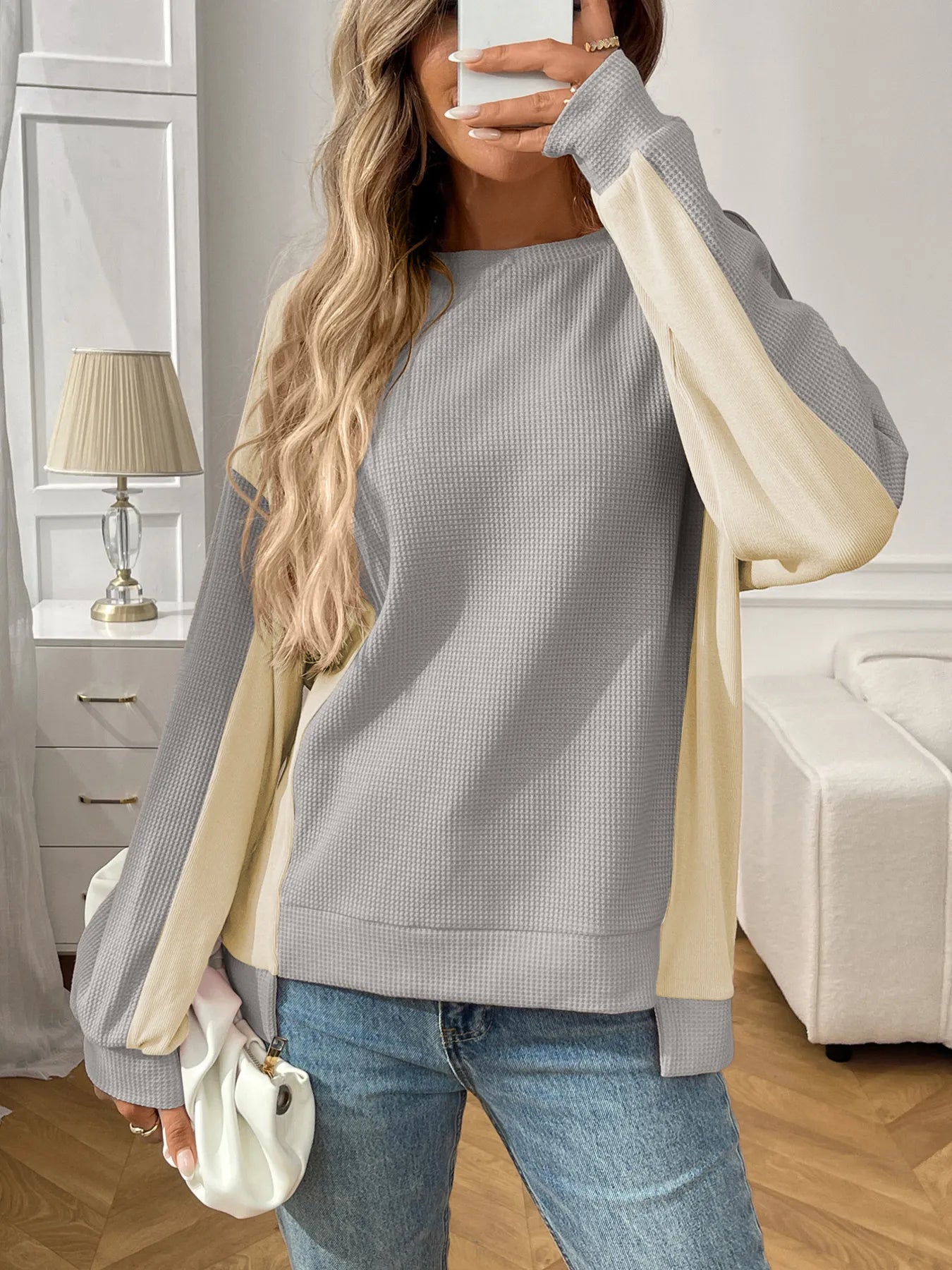 Kaelira - Felpa casual ed elegante a maniche lunghe con blocchi di colore