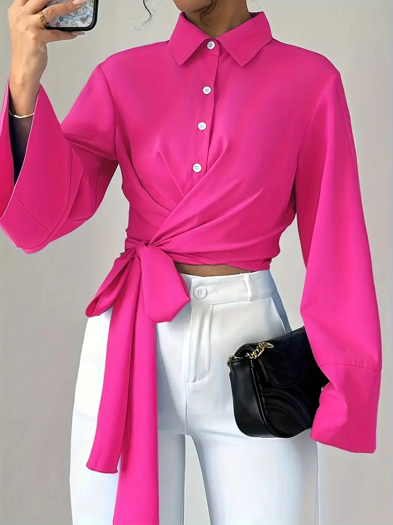 Dora - Camicia button-down con nodo incrociato