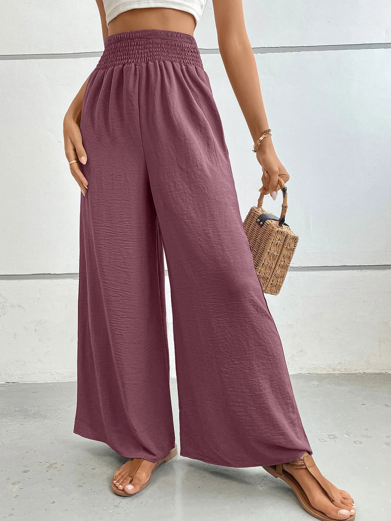 Glenna - Pantaloni casual a vita alta e gamba larga