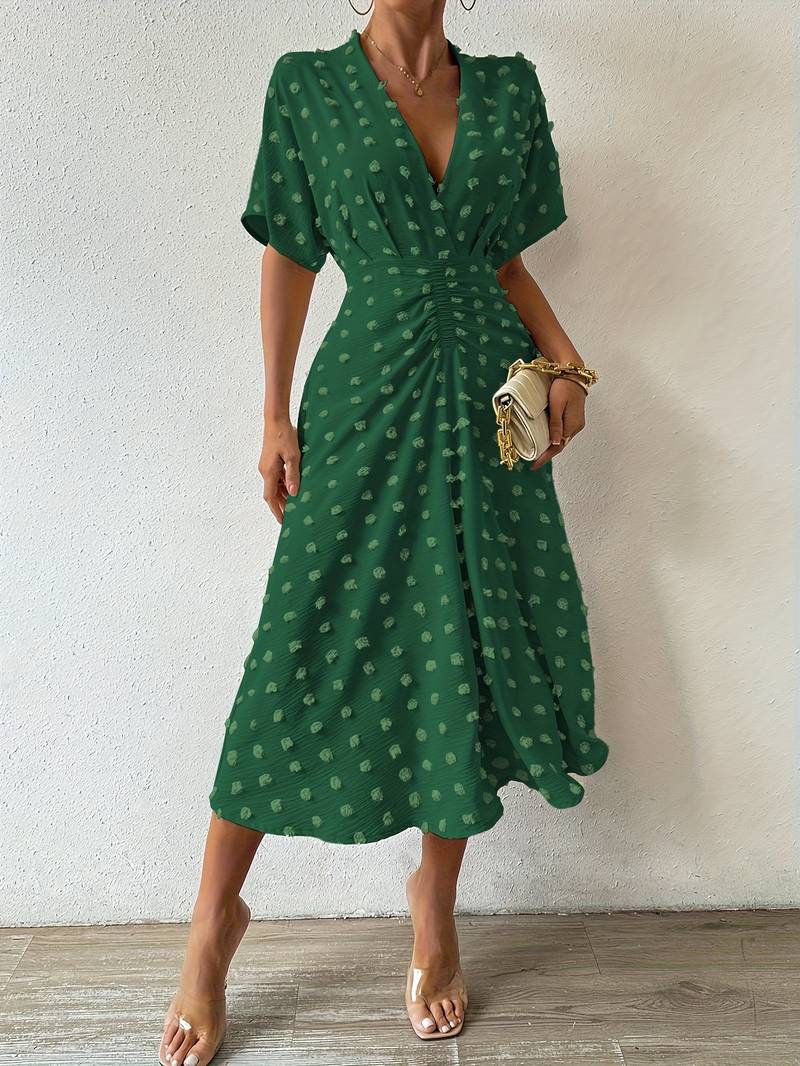 Janelle - Elegante abito con volant e pois svizzeri