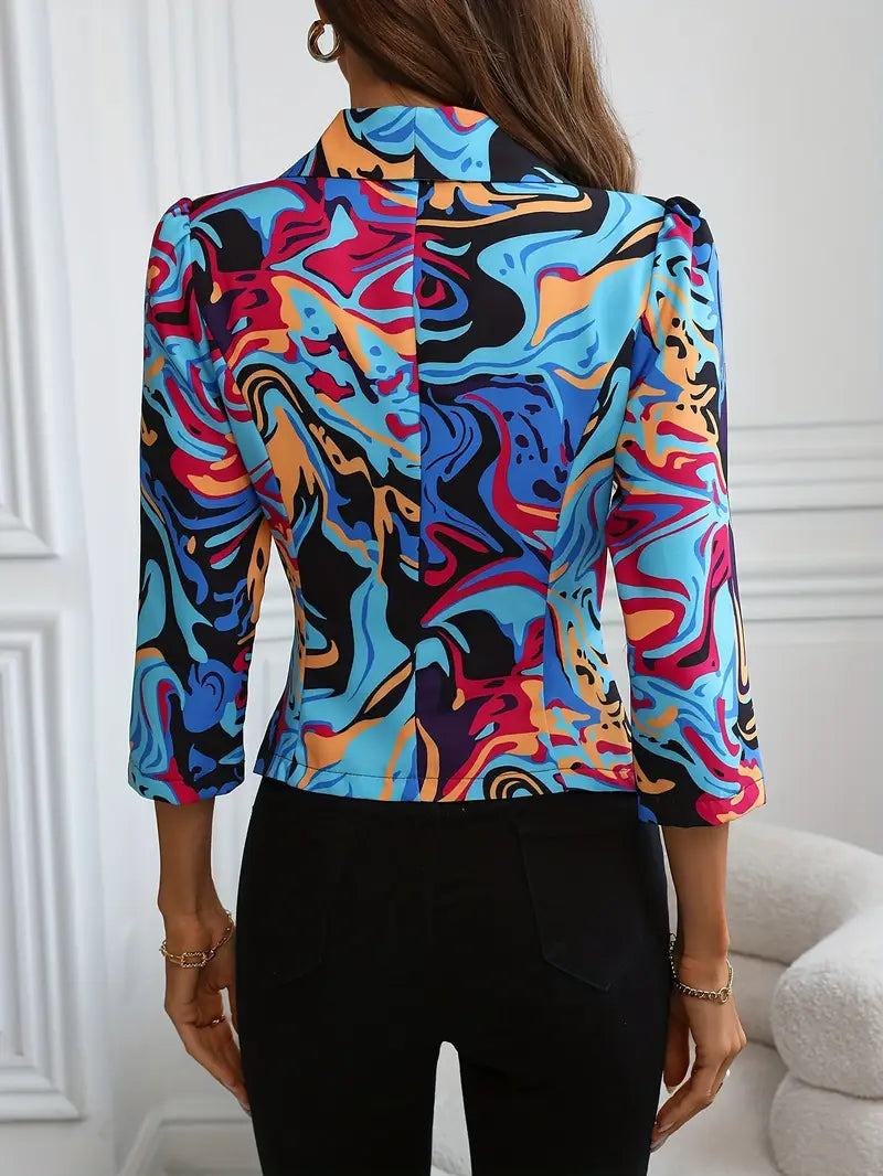 Henrietta - Blazer con parte anteriore aperta e stampa all-over
