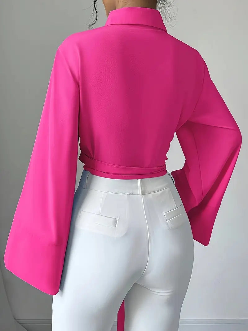 Dora - Camicia button-down con nodo incrociato