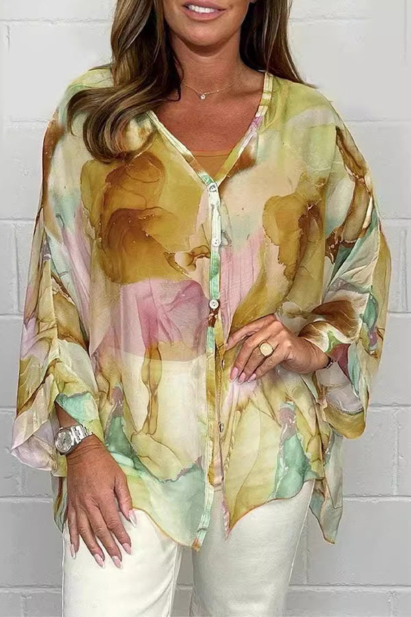 Zia - Blusa colorata a maniche lunghe con vestibilità ampia