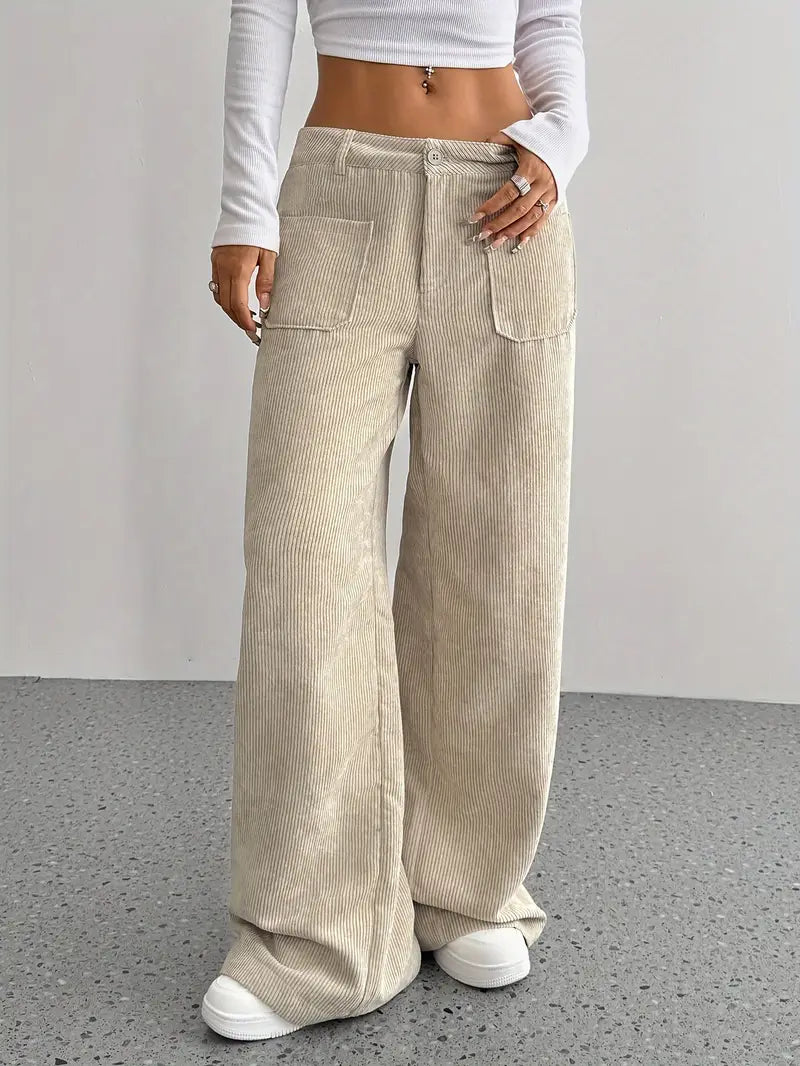 Maeve - Pantaloni larghi in velluto a coste casual da donna