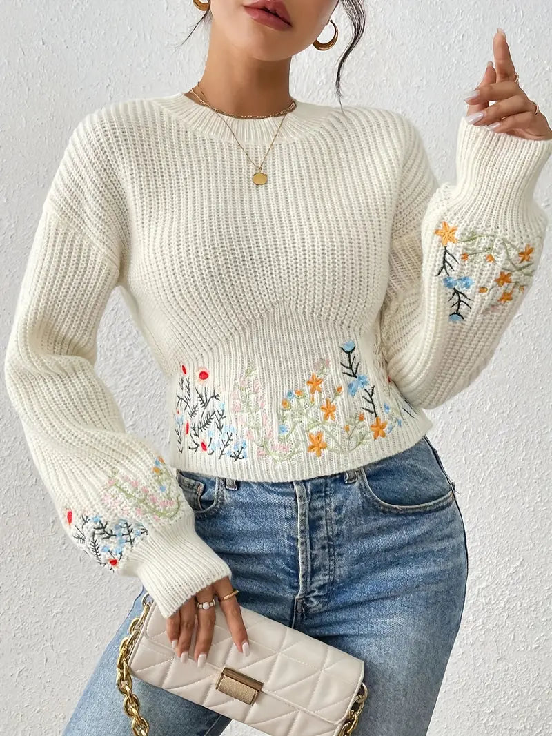 Camille - Elegante maglione da donna in maglia floreale