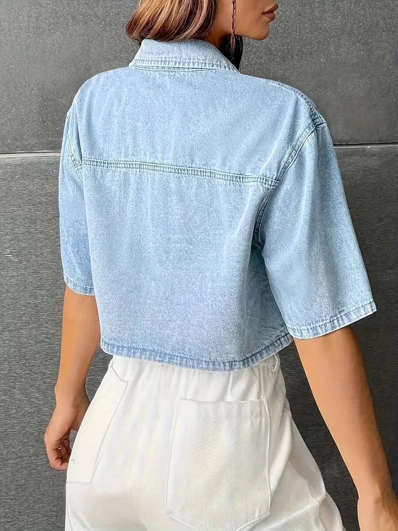 Aubrey - Camicia in denim con tasca applicata