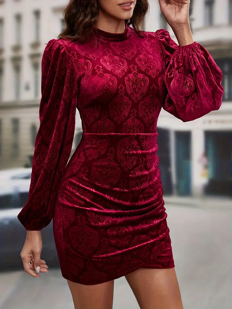 Luella - Elegante abito bodycon rosso con motivo floreale