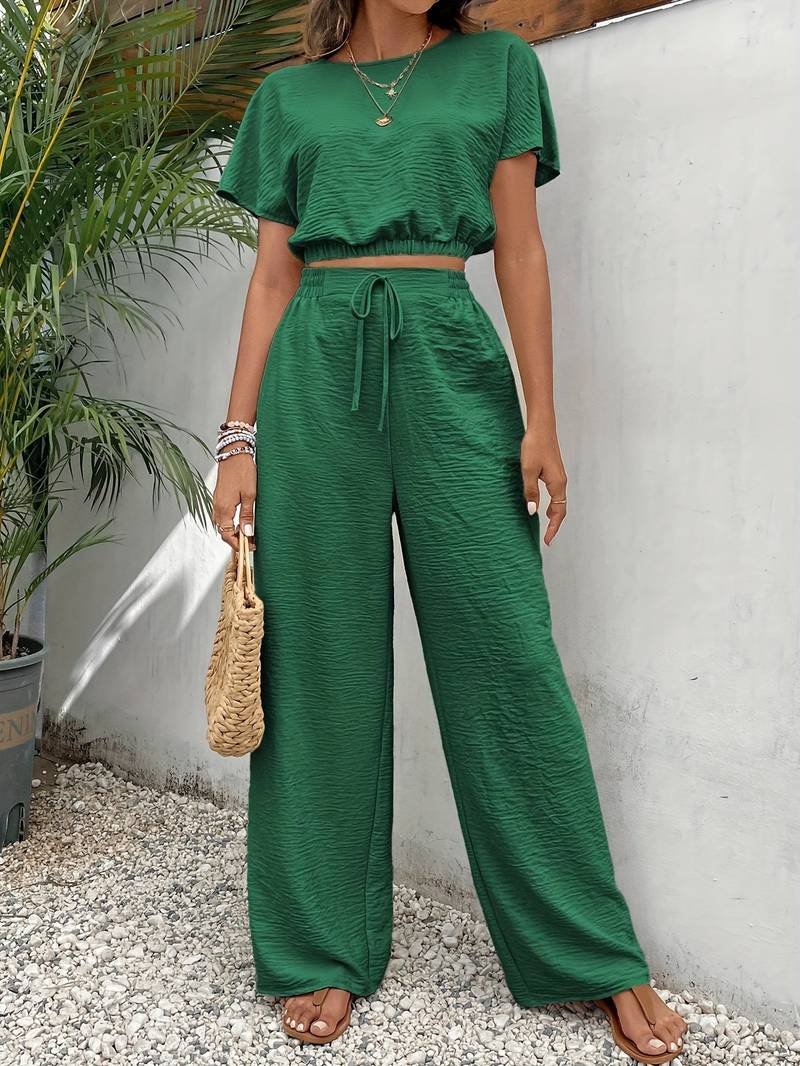 Eleanora - Top Corto Chic e Pantaloni a Vita Alta