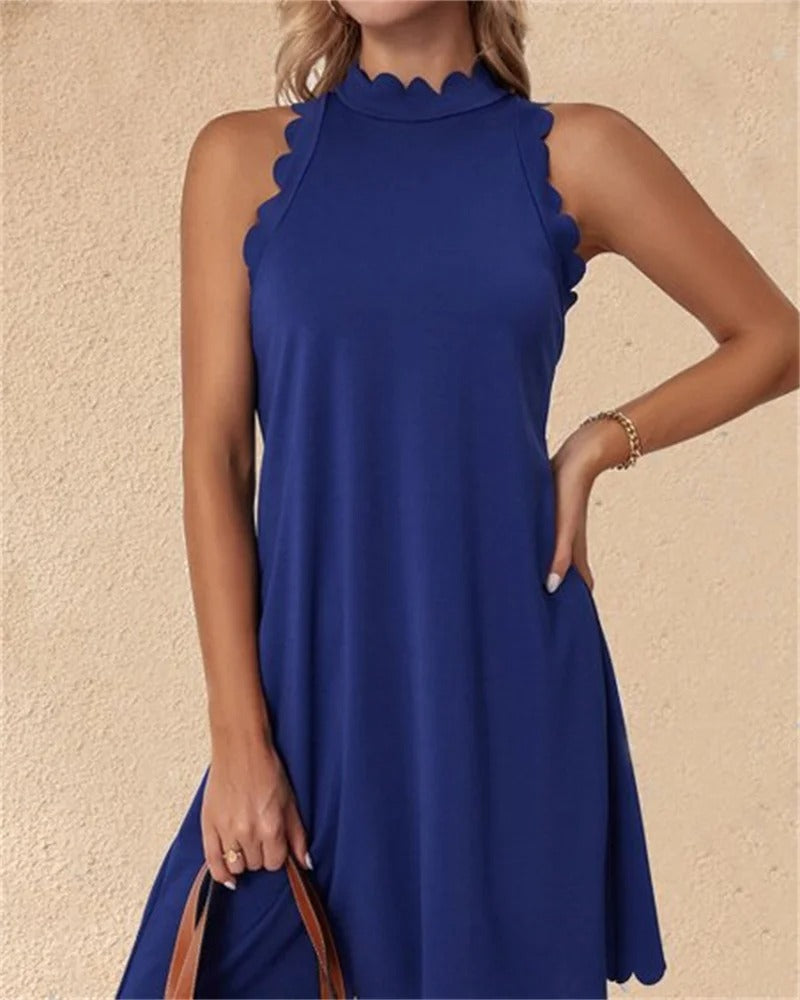 Bettina - Minidress casual senza maniche con collo alto