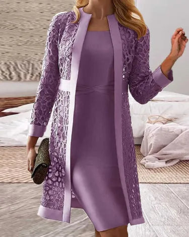 Lucy - Abito cardigan in pizzo da donna, due pezzi
