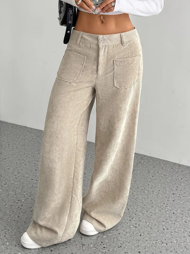 Maeve - Pantaloni larghi in velluto a coste casual da donna