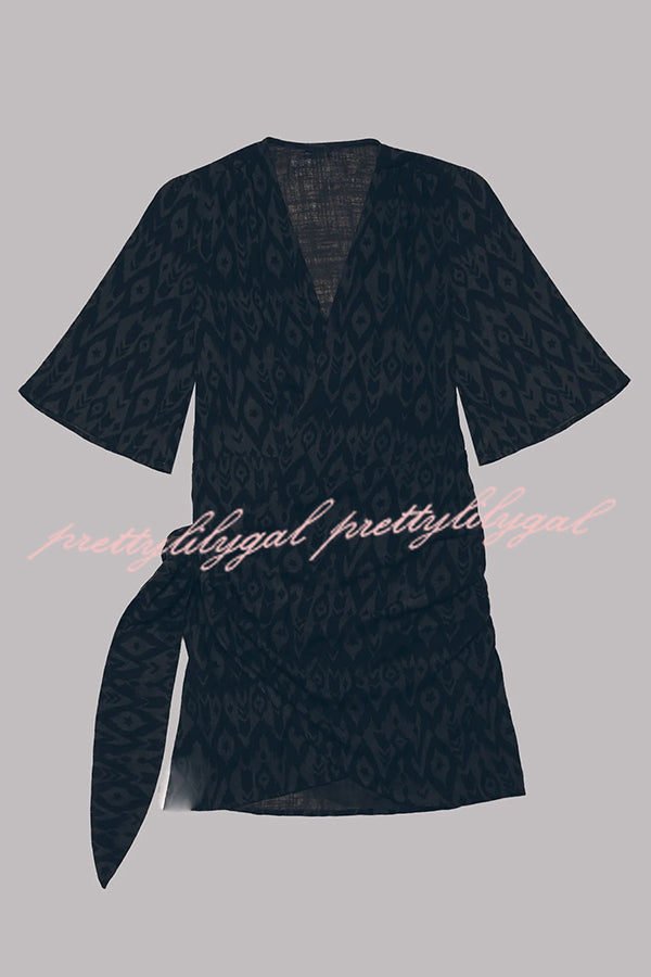 Helena - Mini Abito a Portafoglio Annodato in Misto Cotone e Lino Easy Breezy