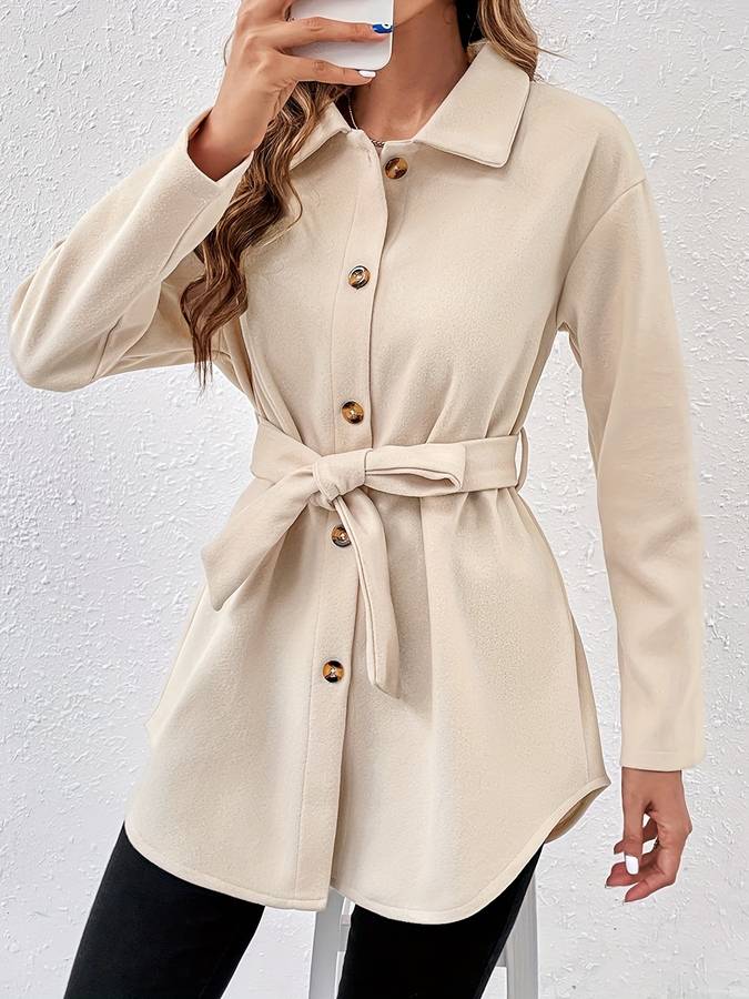 Glenda - Elegante cappotto con bottoni e cintura da annodare