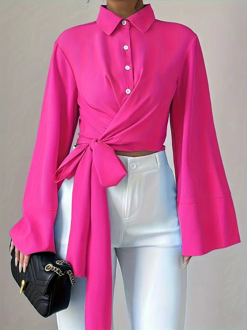 Dora - Camicia button-down con nodo incrociato