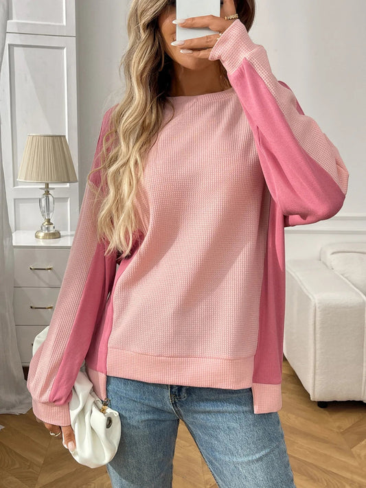 Kaelira - Felpa casual ed elegante a maniche lunghe con blocchi di colore