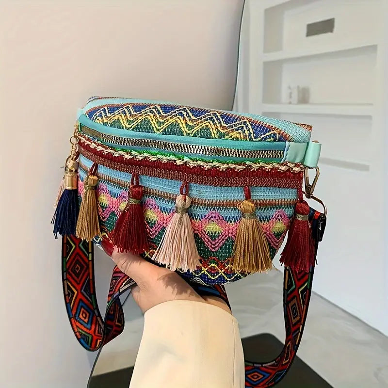 Dixie - Borsa a tracolla in stile etnico retrò