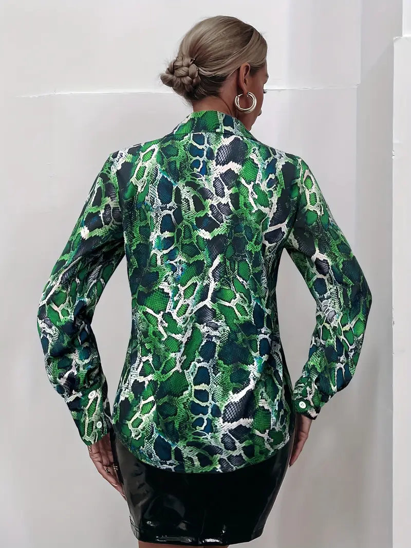 Helena - Camicia con stampa all-over e abbottonatura frontale