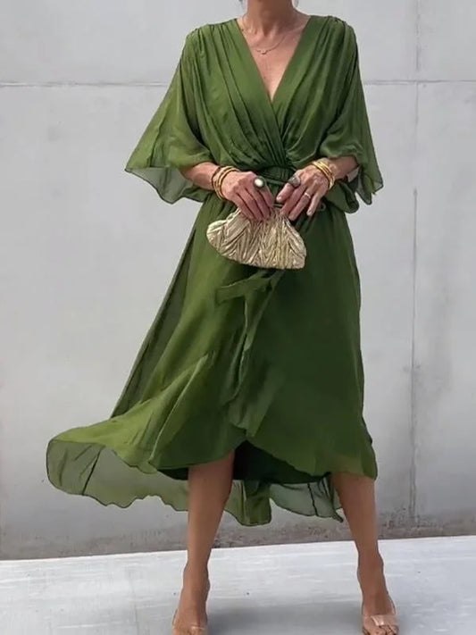 Julia - Elegante e raffinato abito in chiffon con scollatura a V